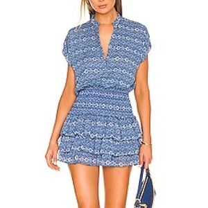 MISA - Blue Smocked Mini Dress
